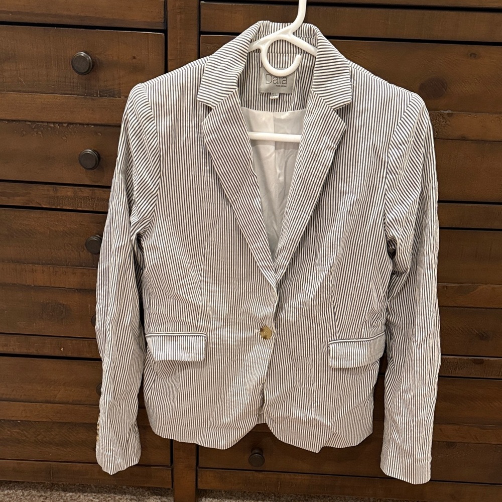 Dalia Navy and White Striped Blazer